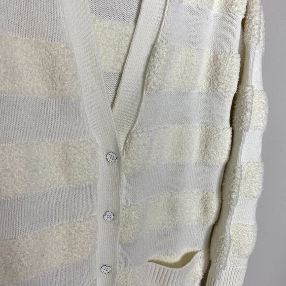 Anthropologie Daily Practice Long Chunky Cardigan Sweater Striped Button - Picture 3 of 9